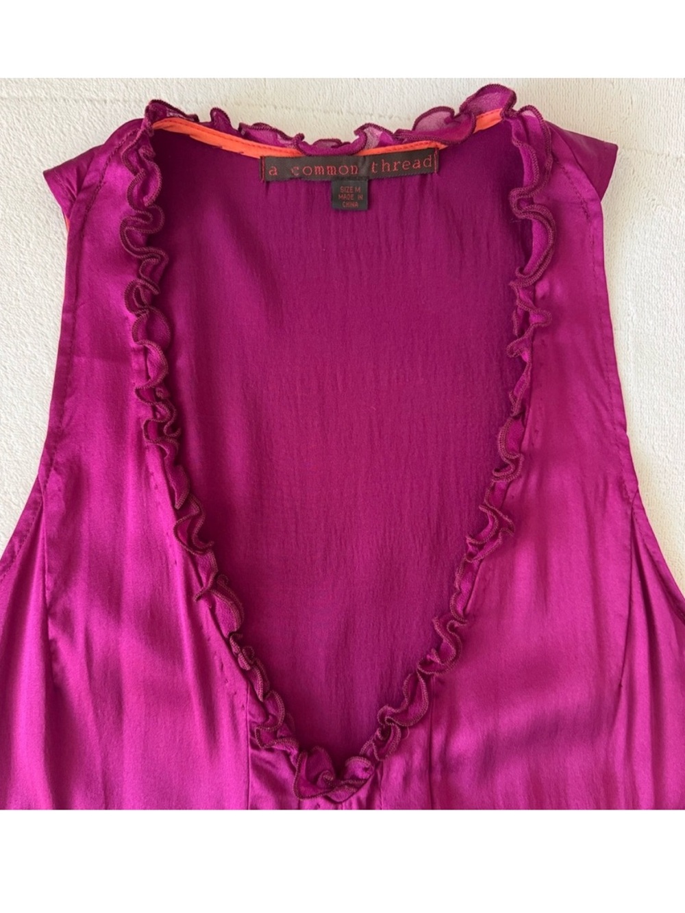 A Common Thread Silk Blend Pleated Dress Magenta Purple Size M - Picture 8 of 14